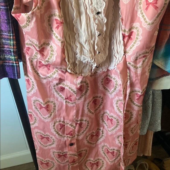 Urban Outfitters Kimchi Blu Pink Heart Bow Pattern Dress $69 - Picture 6 of 8